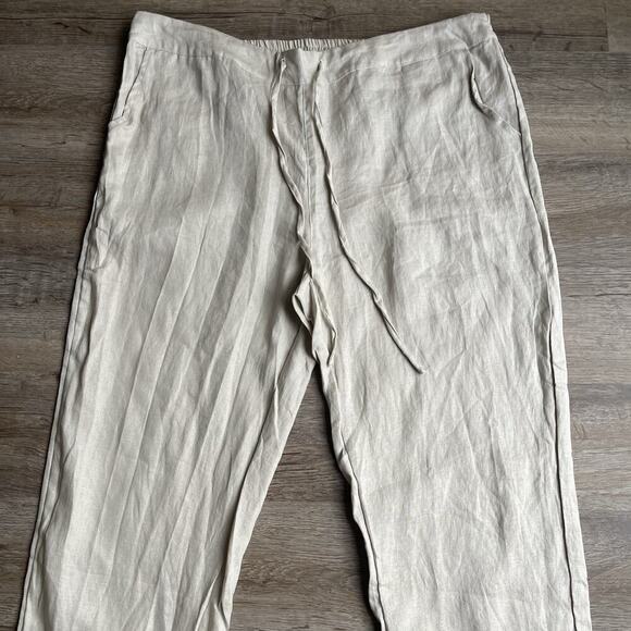 IXIMO Linen Elastic Waist Pants Lagenlook Coastal Baggy Boho Size 2XL - Picture 6 of 6